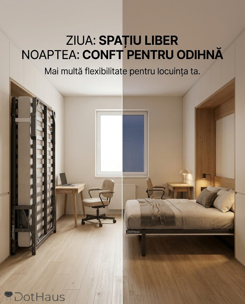 Pat rabatabil pe perete 150x200 cm - DotHaus Top Wall