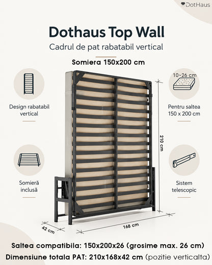 Pat rabatabil pe perete 150x200 cm - DotHaus Top Wall